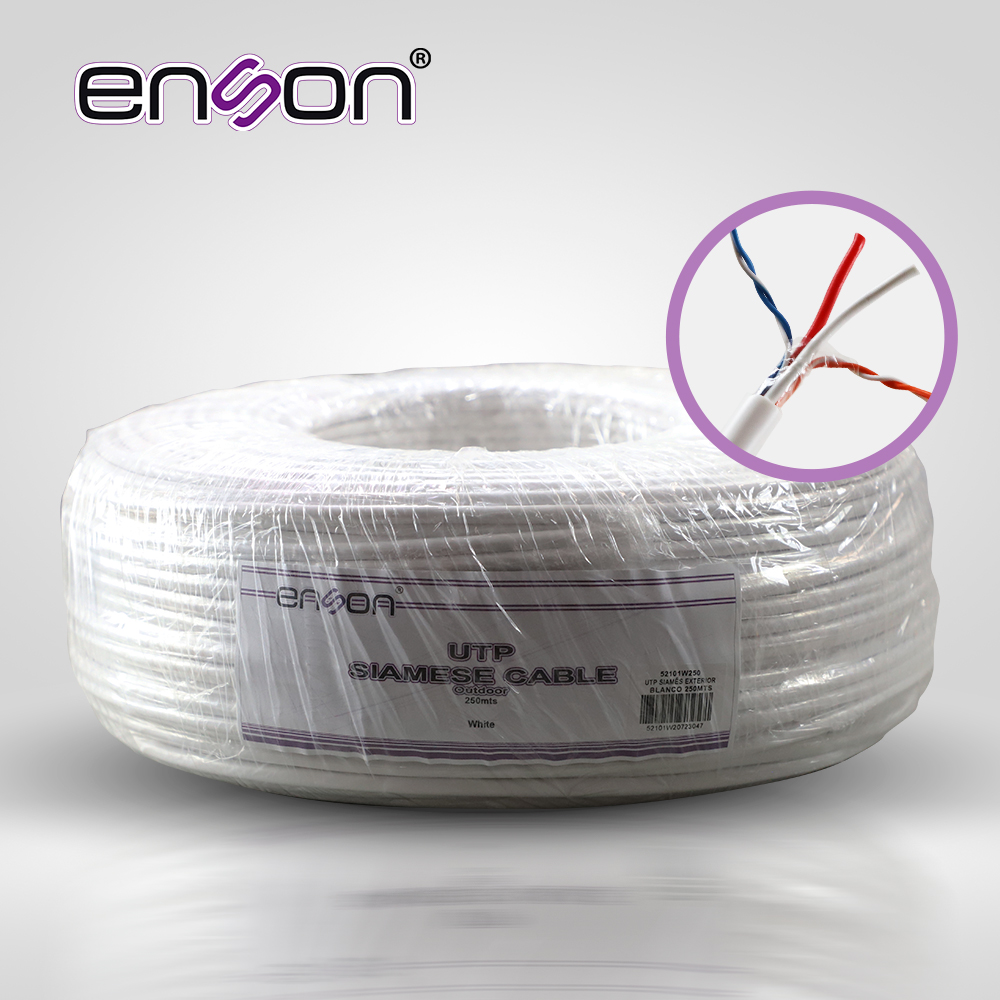 Cable UTP Siames Enson 52101W250 4C para Datos y Dos Cables Calibre 18AWG (rojo y Negro)