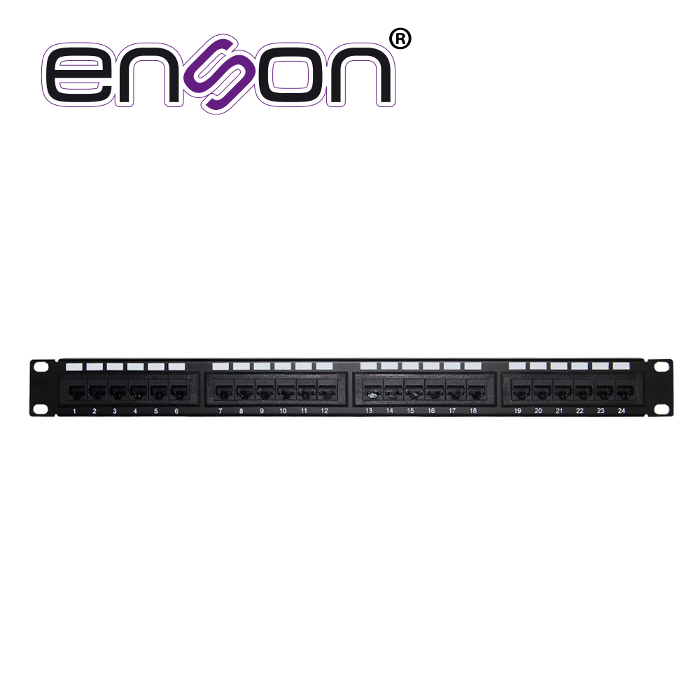 Patch Panel Enson ENS-PAT24C6A 1UR Precargado CAT6A 24 Puertos Montaje en Rack Estandar