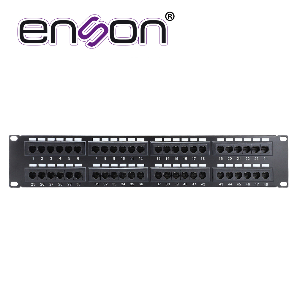 Patch Panel Enson ENS-PAT48C6A 2UR Precargado CAT6A 48 Puertos Montaje en Rack Estandar