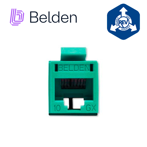 Conector Modular Jack RJ45 CAT6A Revconnect Belden RVAMJKUGN-S1 Estilo Keyconnect Verde