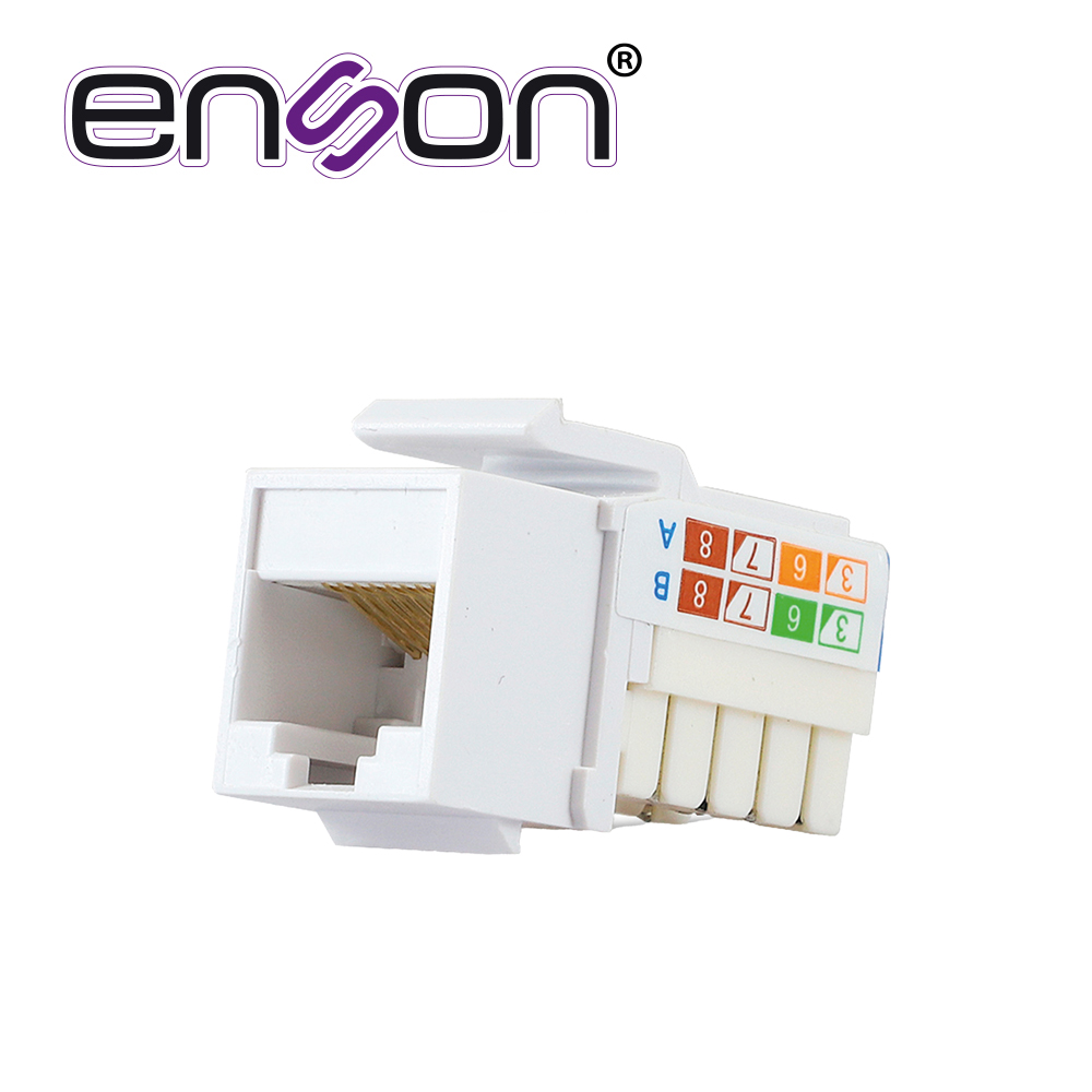Conector Modular Jack Keystone RJ45 Enson EPRO-JACK6A-WH Serie Pro Posicion Vertical