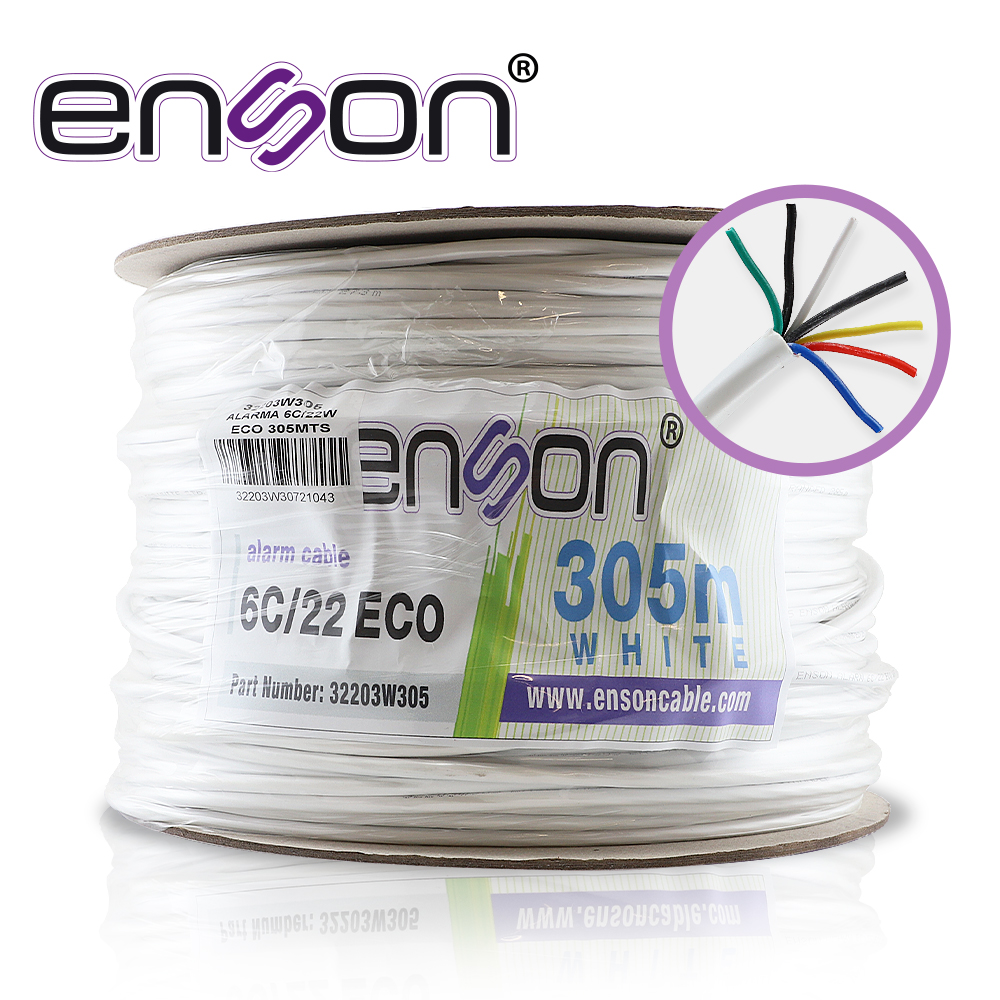 [TSN-CB07BENS07] Cable de Alarma Enson 32203W305 Serie Eco Multifilar 6C 22 Awg Bobina de 305 Metros Forro ALARMA 32203W305