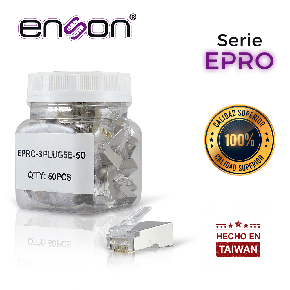 Plug Facil Ponchado Blindado Enson EPRO-SPLUG5E-50 Bote de 50 Pzs para Cable UTP CAT5E