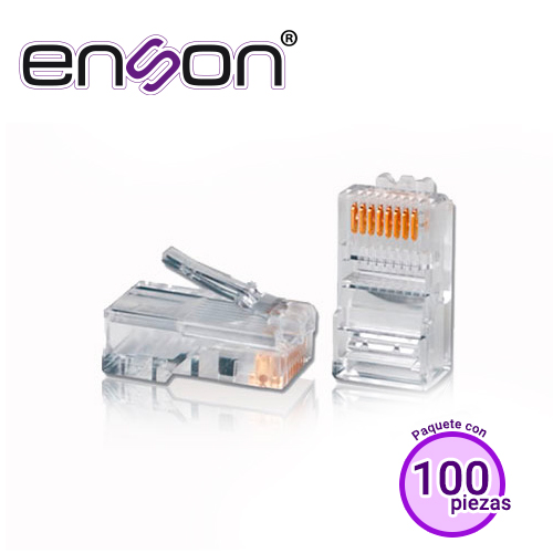 [TSN-CBAC2ENS13] Bolsa de 100 Conectores RJ-45 CAT5E Enson ENS-PLCAT5E 8 Pines de Cobre Velocidad de Hasta