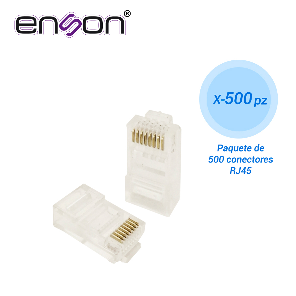 Paquete de 500 Conector RJ45 para Cable UTP CAT6 Enson RJ45-CAT6 de 8 Pines Velocidad de PAQUETE  500x RJ45-CAT6