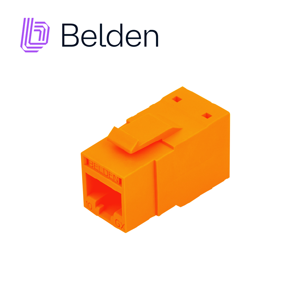 Conector Modular Jack RJ45 CAT6A Revconnect Belden RVAMJKUOR-S1 Estilo Keyconnect Naranja