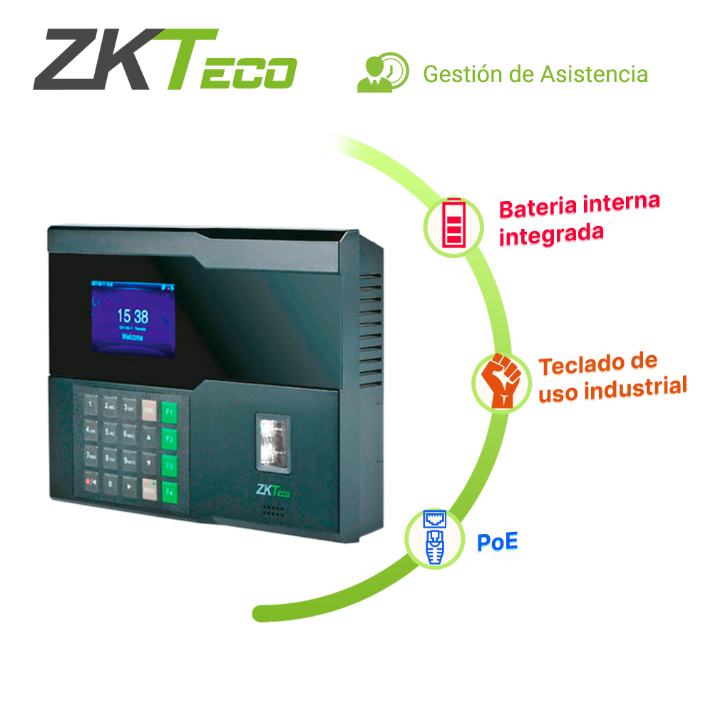 Control de Asistencia Checador ZKTeco IN05 Id Adms Biométrico Silkid 3000HUELLAS IN05 (ID)