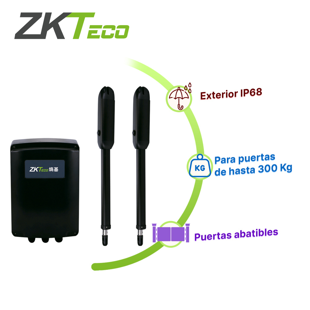 [TSN-CCA21ZKT03] Juego de Brazos Motorizados ZKTeco ZKSW400DC para Puertas Batientes de un Peso Maximo de