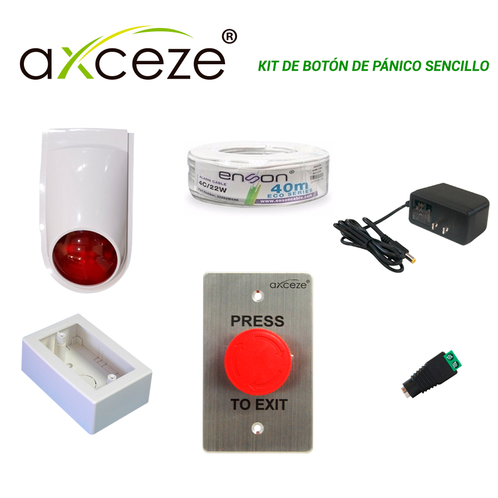 Kit de Boton de Panico Sencillo con 1x Boton de Paro o Emergencia AX-L60 + 1x