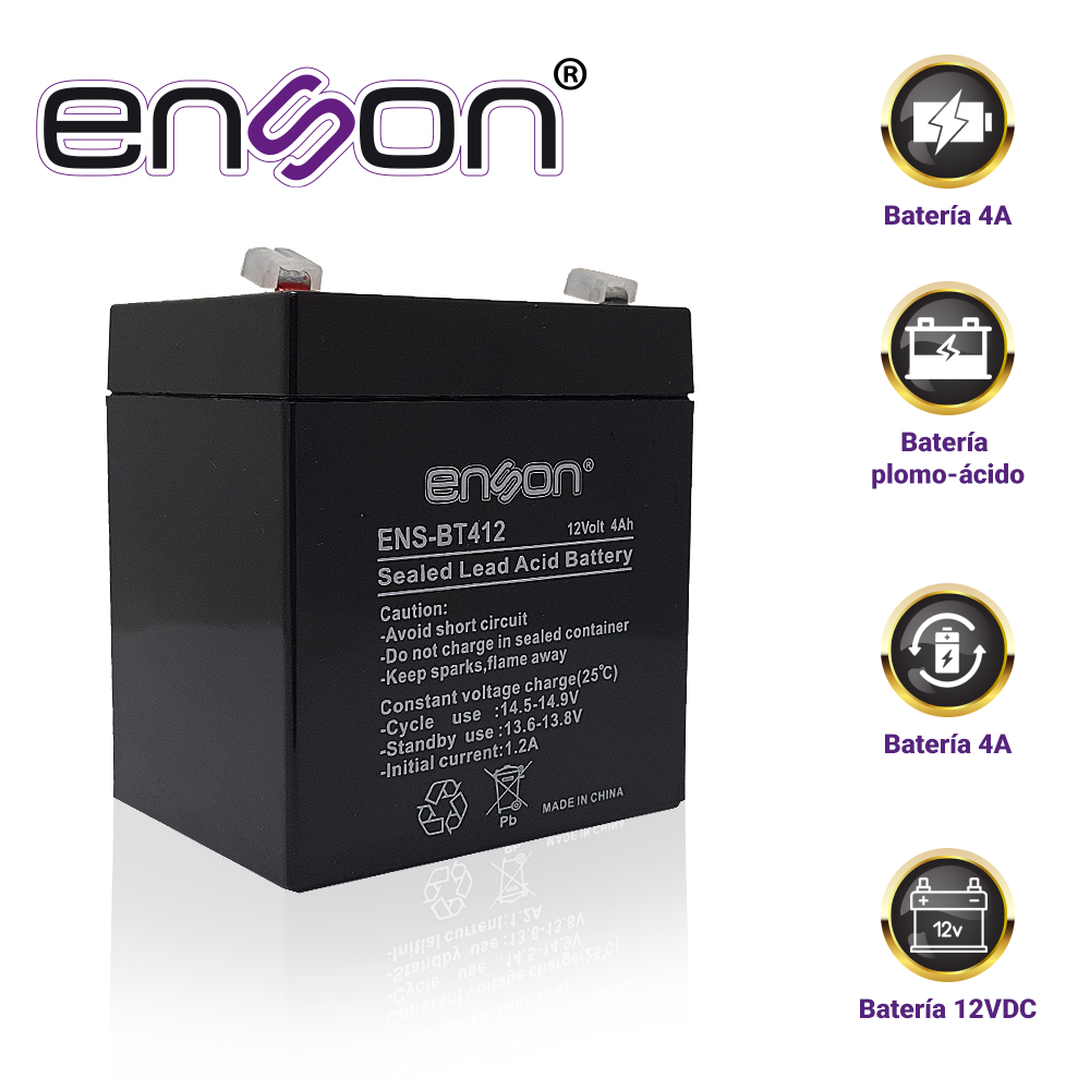 [TSN-CCE20ENS04] Batería de Respaldo Enson ENS-BT412 12VDC 4A Base PLOMO-ACIDO para Fuentes de Poder y