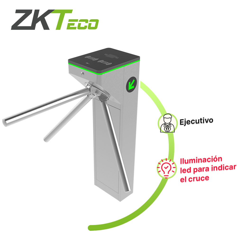 [TSN-CF101ZKT12] Torniquete Tripode Compacto Fabricado en Acero con Diseño Ejecutivo MTS1000 ZKTeco Su