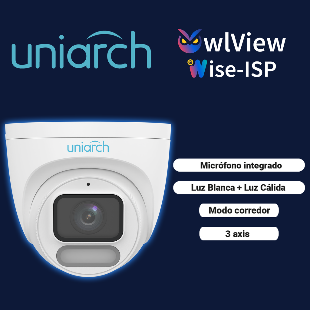 Cámara IP Turret Owlview Uniarch IPC-T244-ADF28K-WP