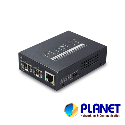 Convertidor de Medios de Fibra Óptica Dual a UTP Planet GT-1205A 2 Puertos Fibra Óptica