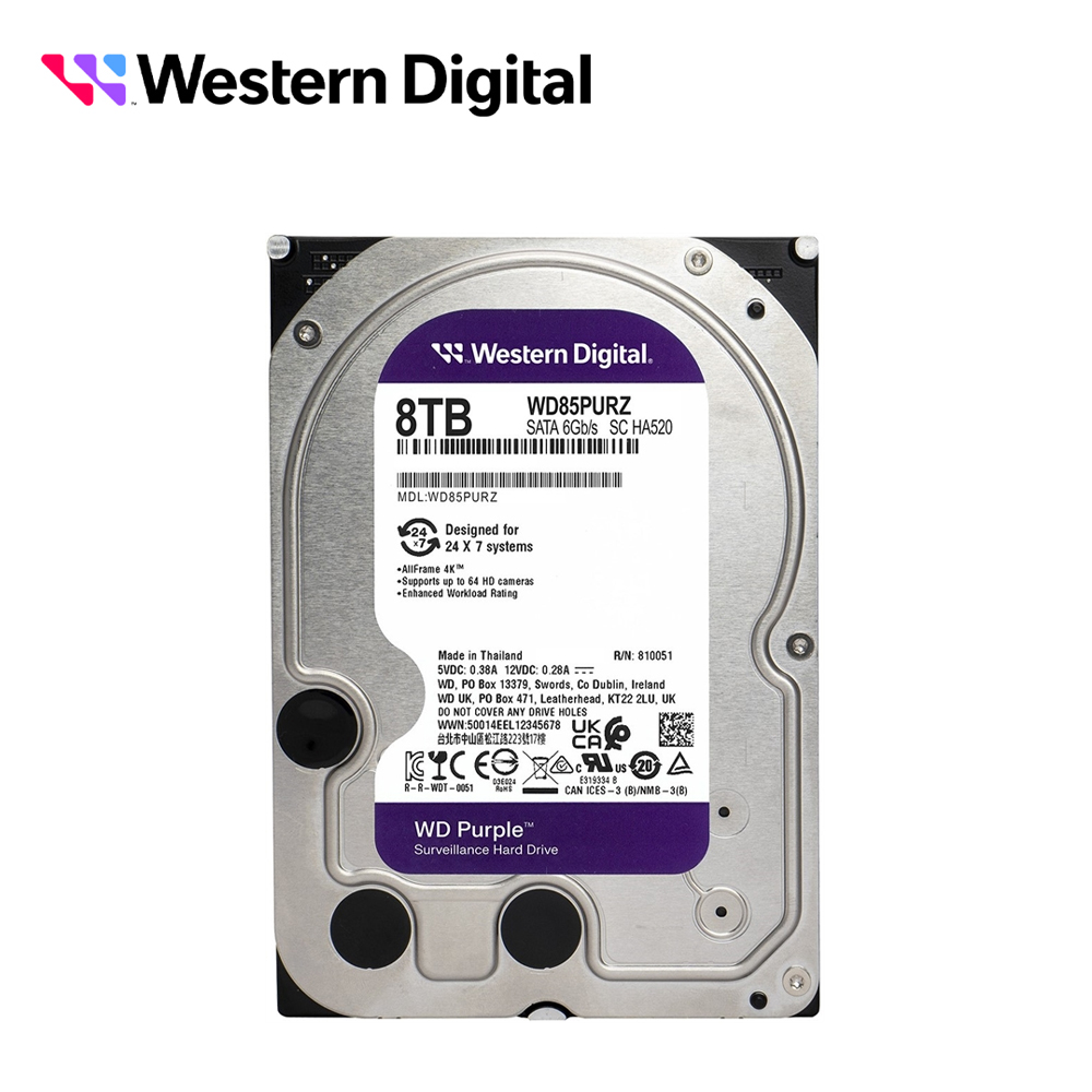 Disco Duro Dd 8TB Sata Wd Purple WD85PURZ Sata 3.5 5640 Rpm 256MB Cache Optimizado para