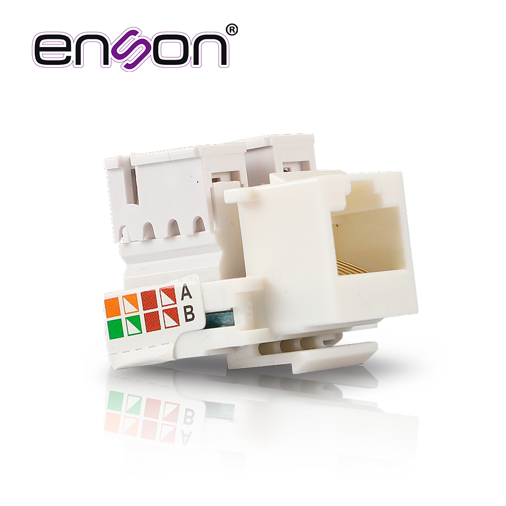 Conector Jack Enson ENS-JC6WH CAT6 Color Blanco a 90 Grados Ponchado con Pinzas y ENS-JC6WH BLANCO
