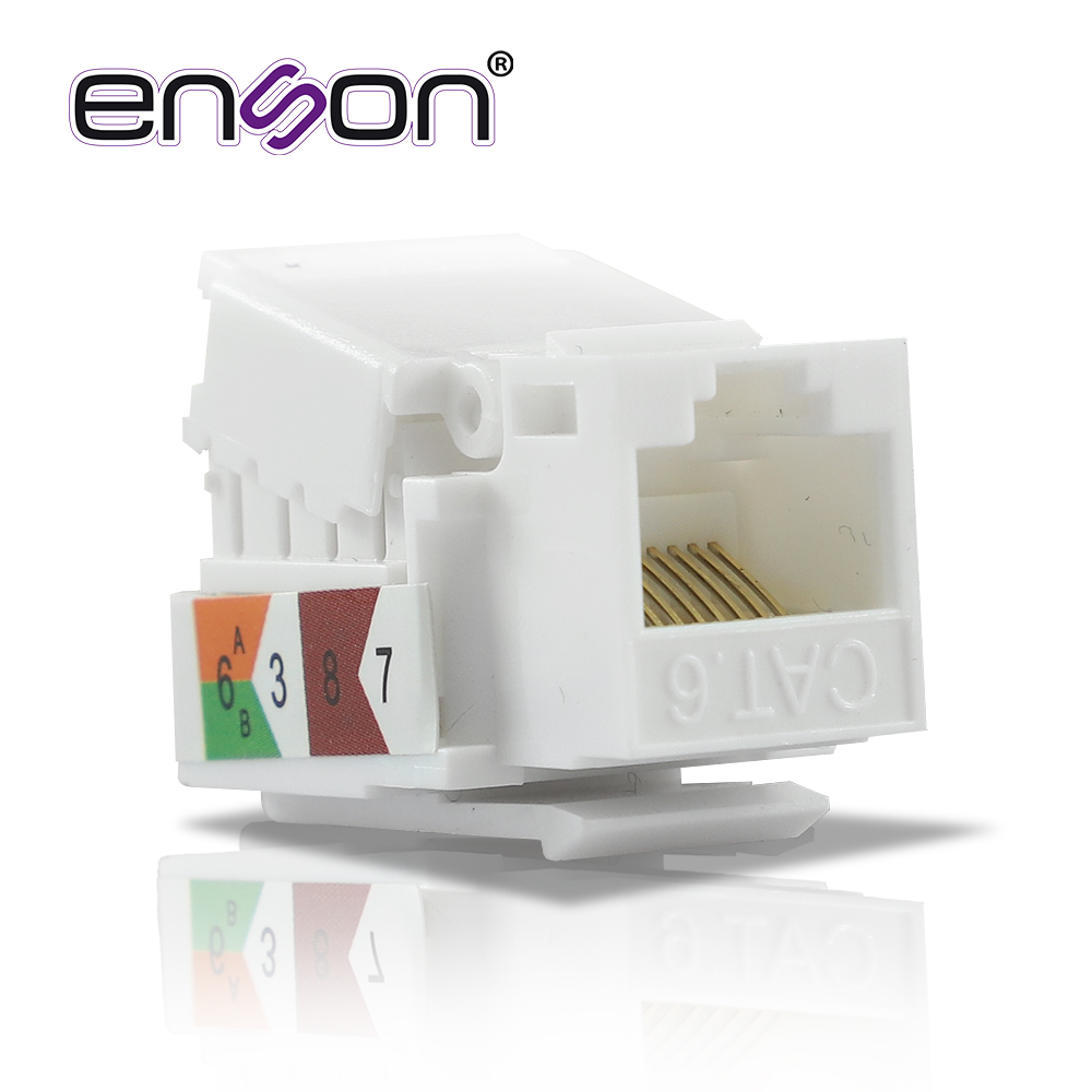[TSN-EC010ENS09] Conector Jack Enson ENS-JTL6WH CAT6 Color Blanco a 90 Grados Ponchado Facil sin Pinzas y ENS-JTL6W BLANCO