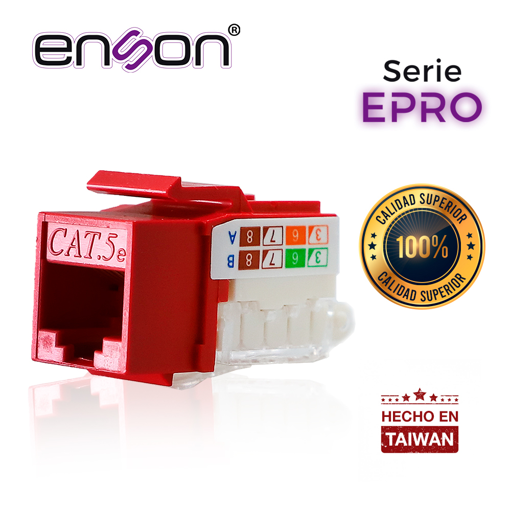 Conector Modular Jack RJ45 Enson EPRO-TLJACK5E-RD Serie Pro Terminado sin Pinzas Posicion