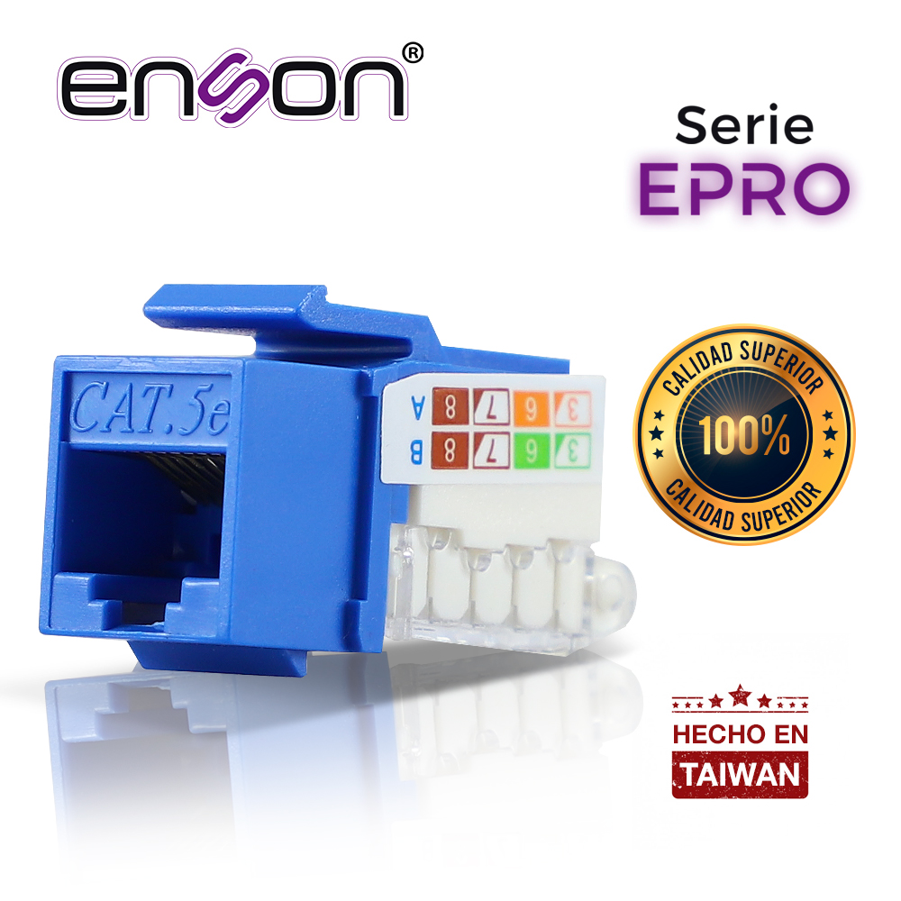 Conector Modular Jack RJ45 Enson EPRO-TLJACK5E-BL Serie Pro Terminado sin Pinzas Posicion