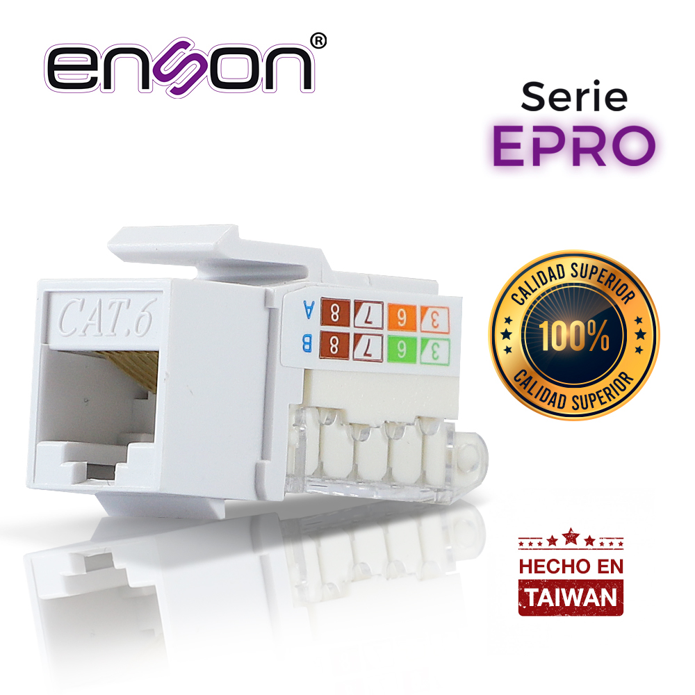 Conector Modular Jack RJ45 Enson EPRO-TLJACK6-WH Serie Pro Terminado sin Pinzas Posicion