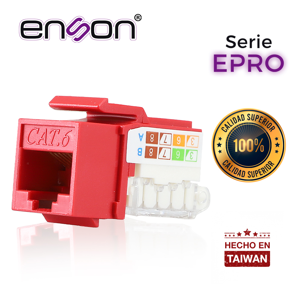 Conector Modular Jack RJ45 Enson EPRO-TLJACK6-RD Serie Pro Terminado sin Pinzas Posicion