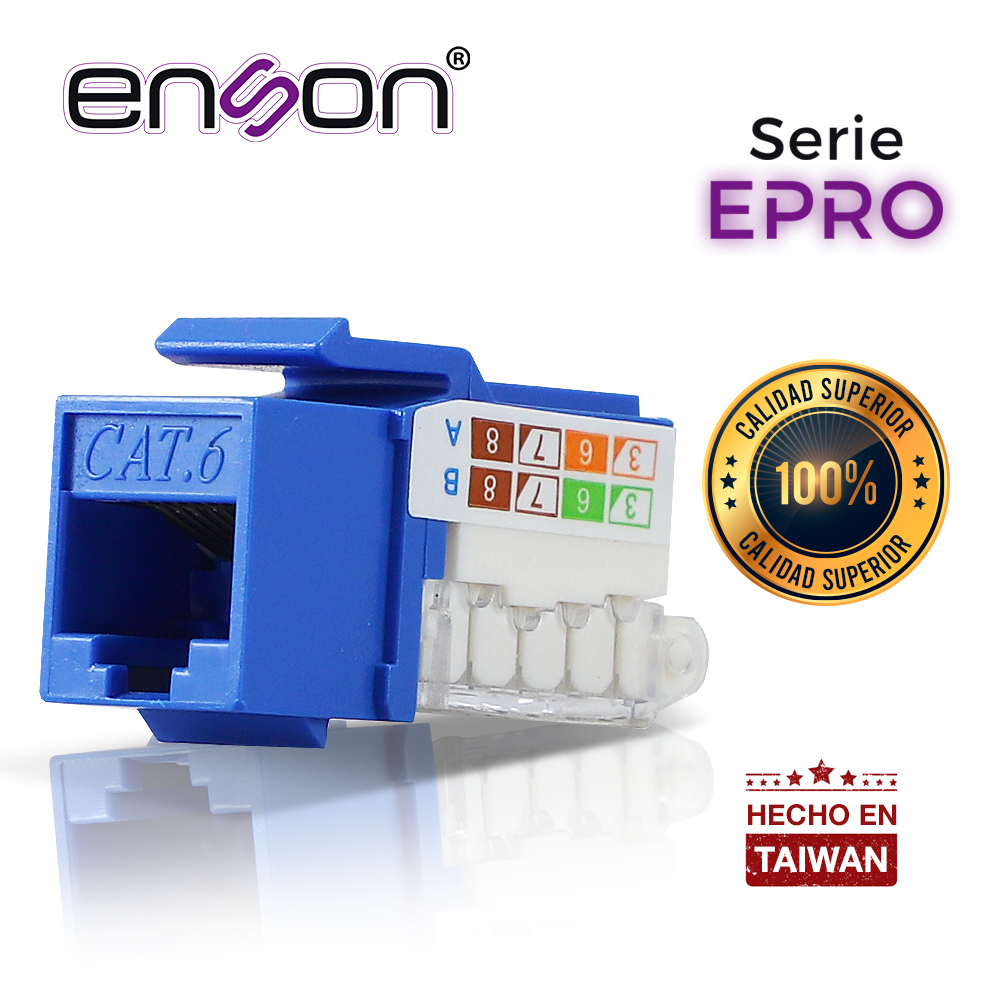 Conector Modular Jack RJ45 Enson EPRO-TLJACK6-BL Serie Pro Terminado sin Pinzas Posicion