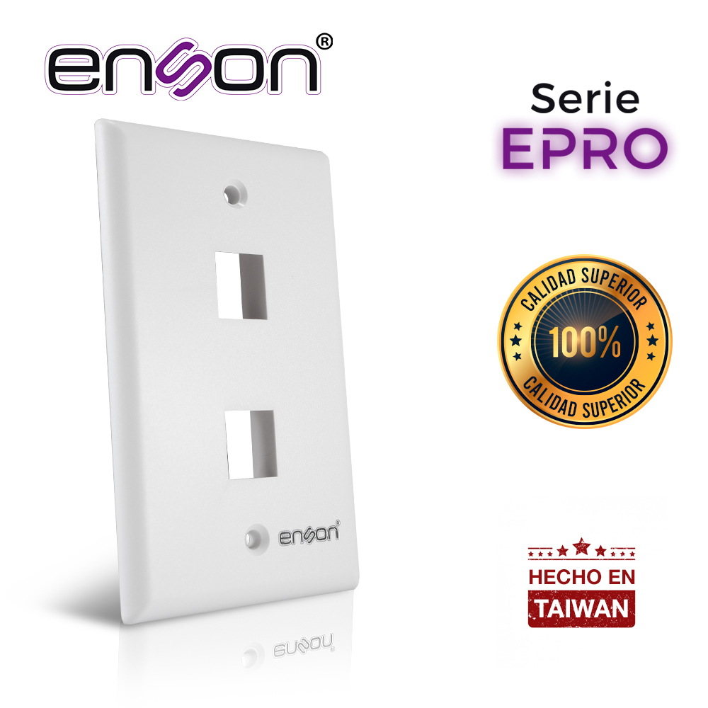 Placa de Pared (faceplate) Enson EPRO-FP20 Compatible con Jack Keystone 2 Puertos Color