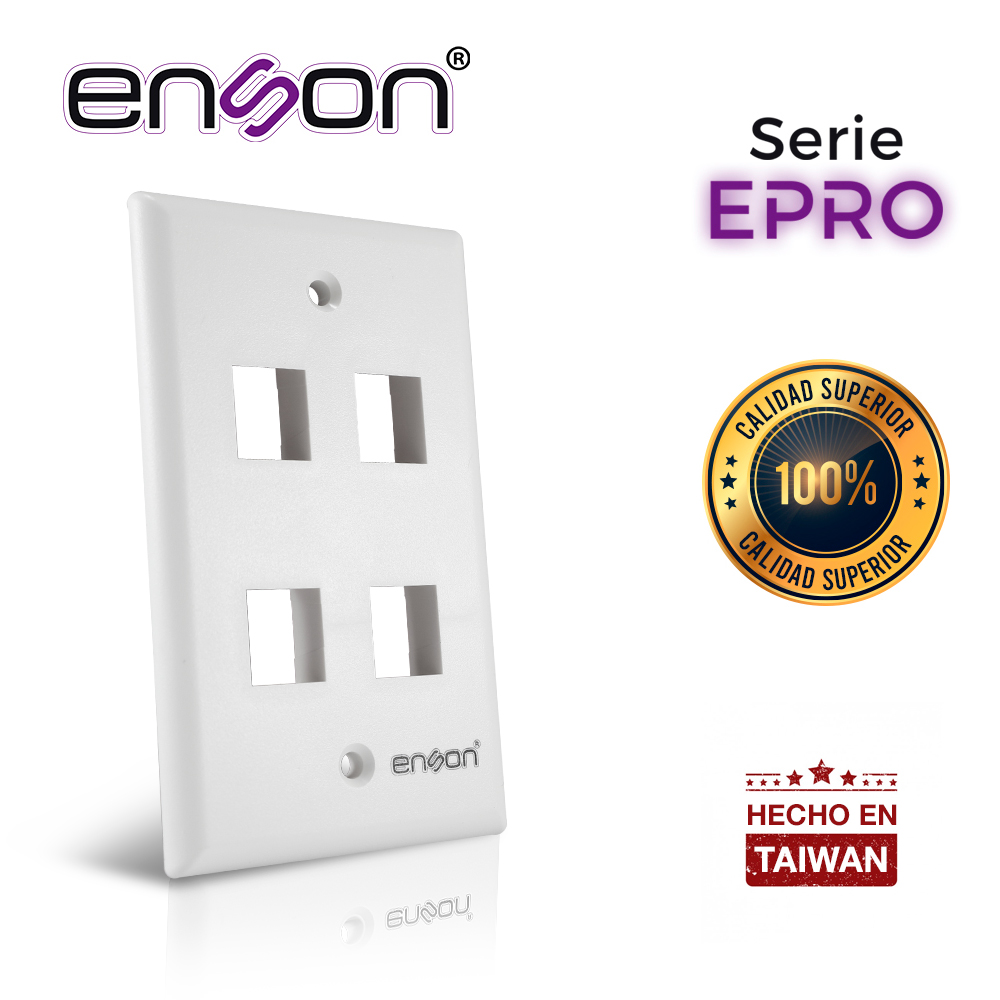 [TSN-EC020ENS07] Placa de Pared (faceplate) Enson EPRO-FP40 Compatible con Jack Keystone 4 Puertos Color