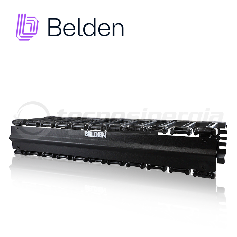 Organizador Horizontal para Rack con Dedos Moldeados y Cubierta Abatible Belden BHH192UR
