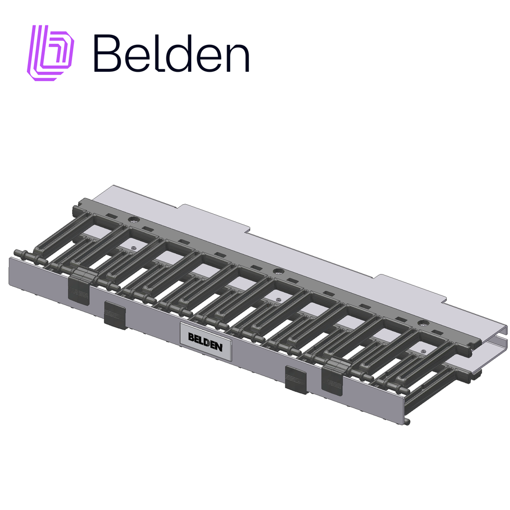 Organizador Horizontal para Rack con Dedos Moldeados y Cubierta Abatible Belden BHH191UR