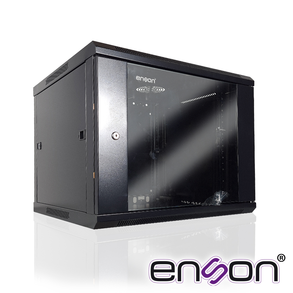Gabinete de Pared Enson ENS-RKGB9U2 9UR Puerta Frontal de Cristal Templado con Cerradura