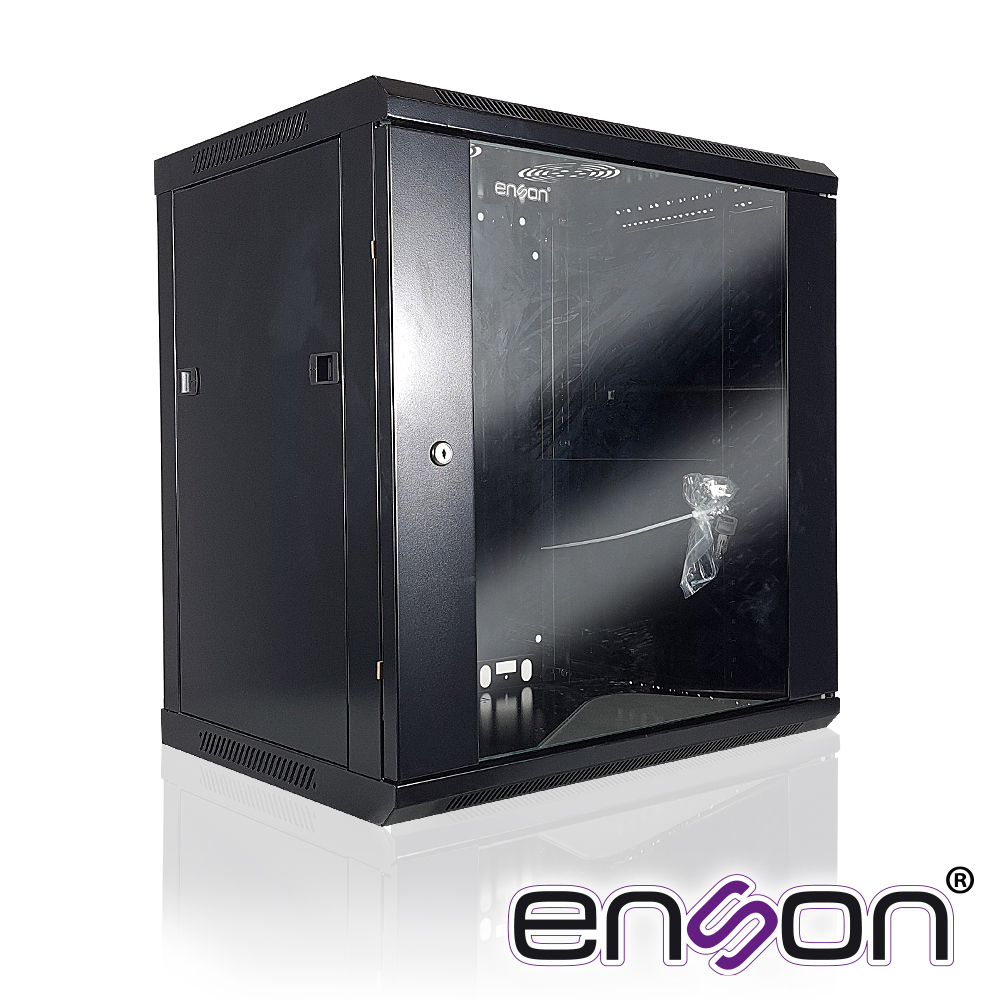 Gabinete de Pared Enson ENS-RKGB12U 12UR Puerta Frontal de Cristal Templado con Cerradura