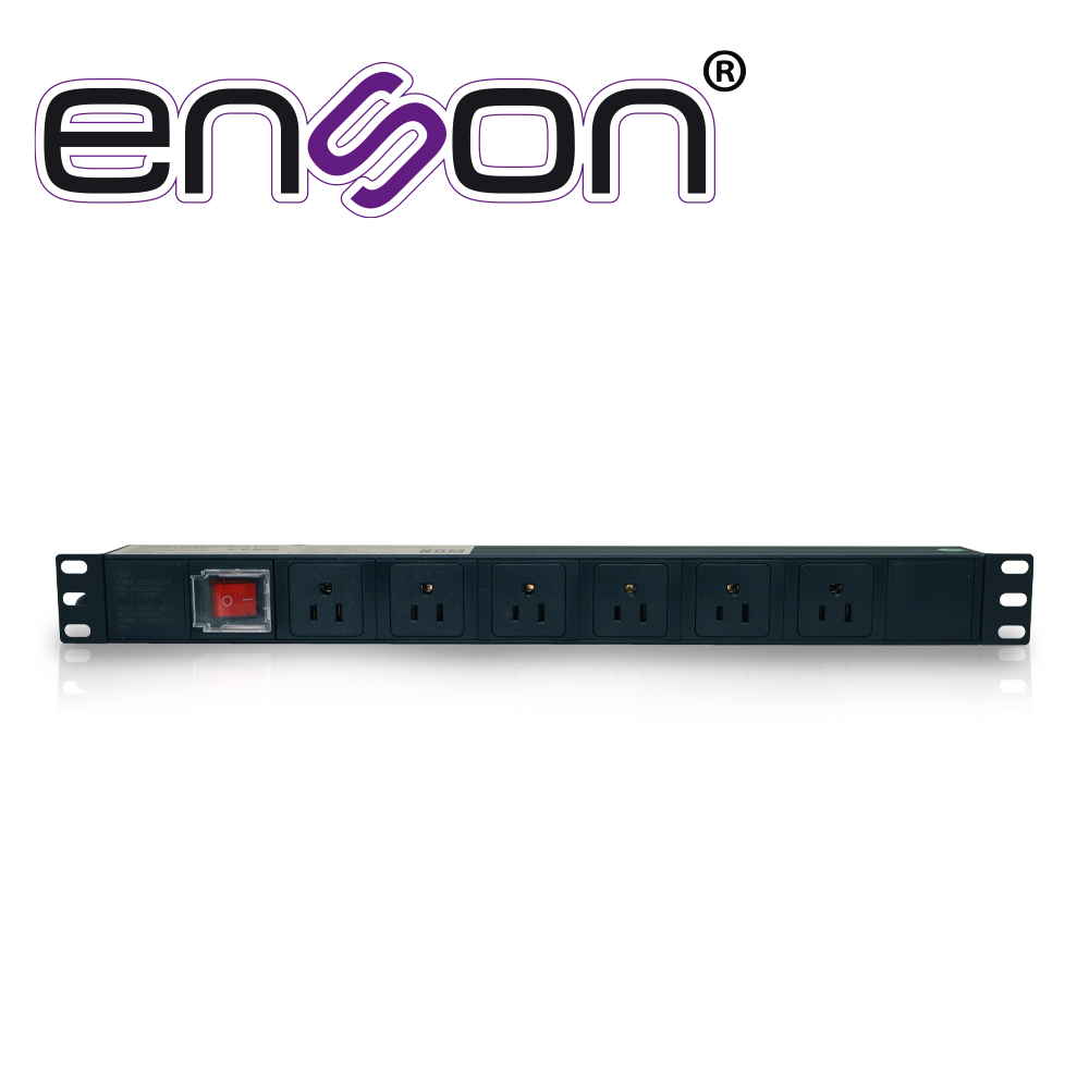 [TSN-EC070ENS01] Barra Multicontactos Pdu Enson ENS-PDU6 Horizontal 1UR Boton de Encendido y Apagado 6