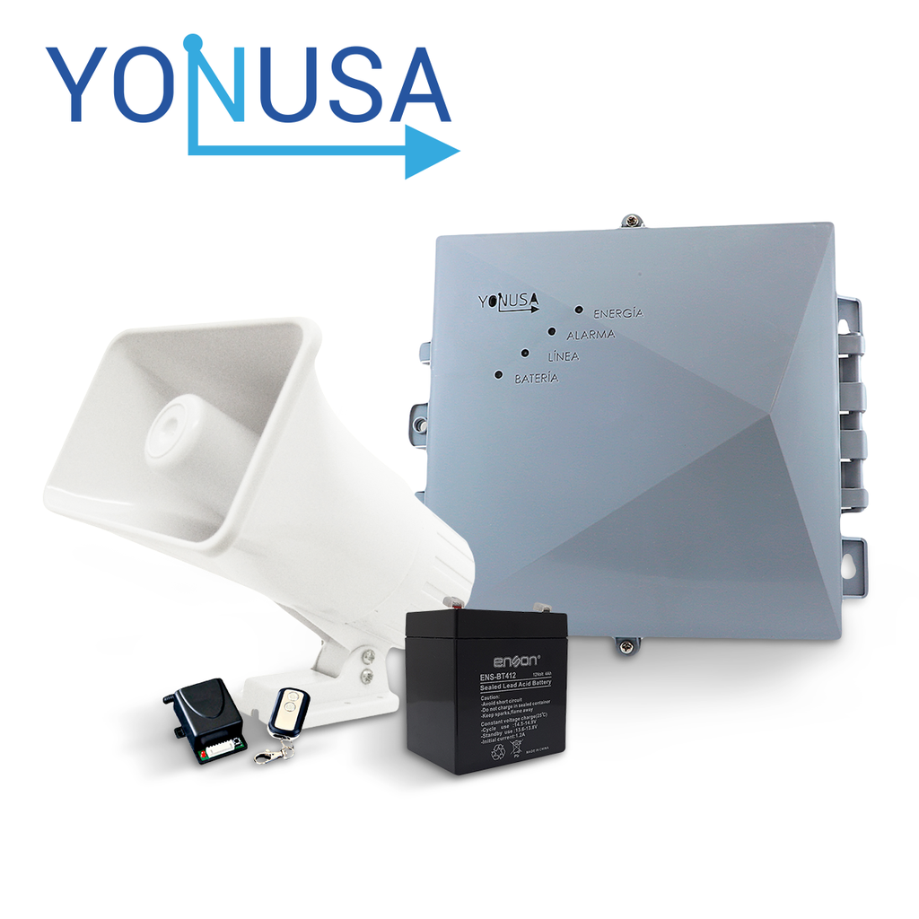Kit Energizador Decercas con Salida a Sirena Energizador Yonusa Ey Ng 12000 1 + Batería EY NG 12000 1 +BT412+PM-SRE120+AX-REC12