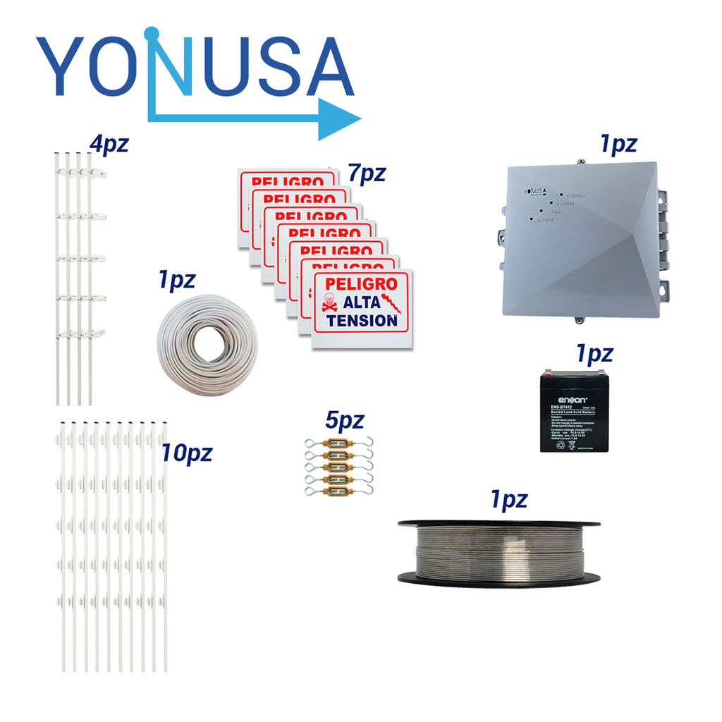 [TSN-IE100YON01-G8] Kit de Cerca Electrificada con Accesorios para 100METROS KIT CERCA100MTS