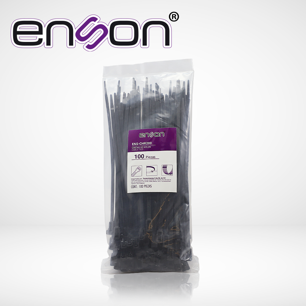 [TSN-INS51ENS07] Cincho de Nylon Reutilizable Enson ENS-CHR200 4.8 x 200MM de Longitud Fuerza de Tensión