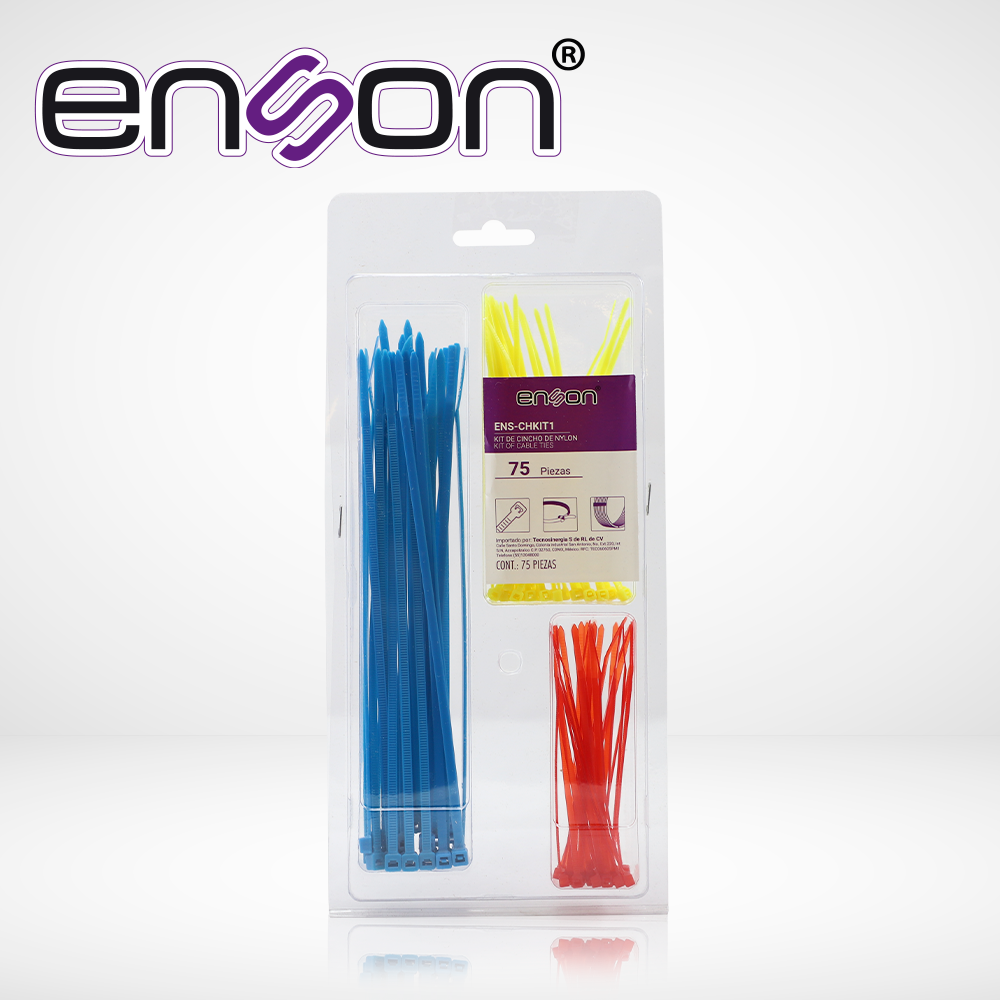 Kit de Cinchos de Nylon de 75 Piezas ENS-CHKIT1