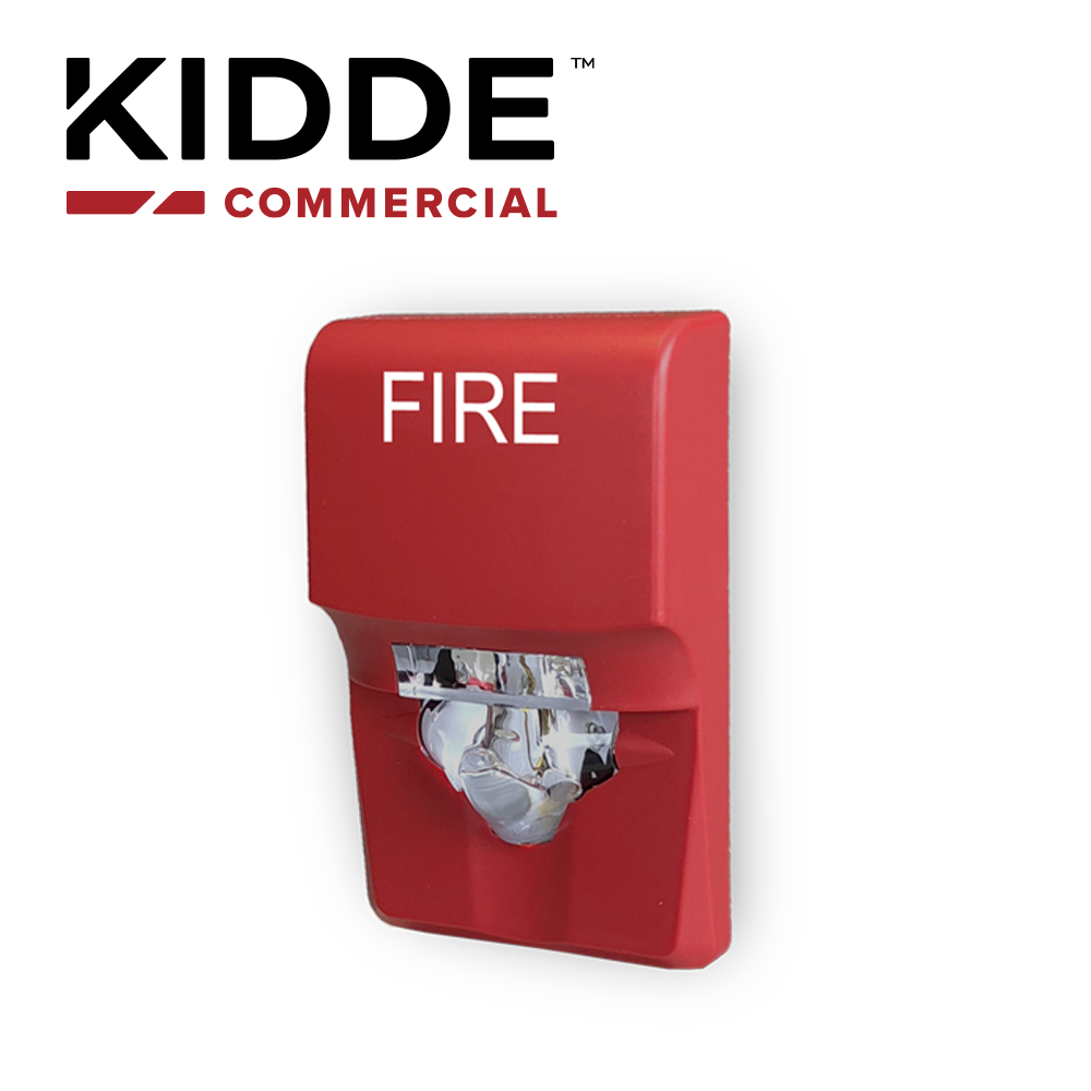 [TSN-IS020EDW11] Estrobo de Pared Compacta Marca Kidde Modelo EG1VRF 15-75 Cd Roja con la Palabra Fire
