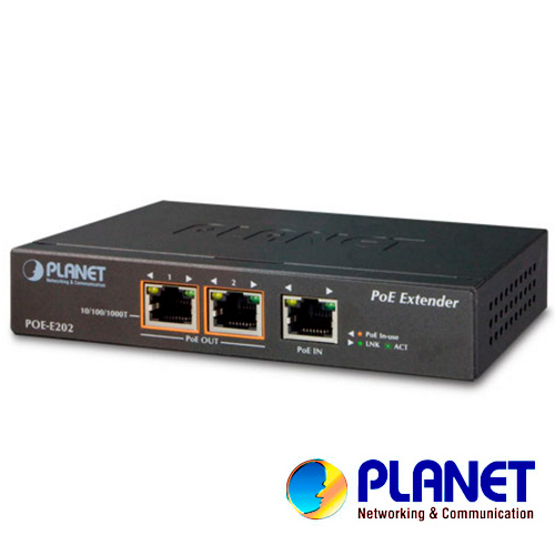 Extensor POE Planet POE-E202 1 Puerto RJ45 Entrada Velocidad de Transmisión 10 100 1000