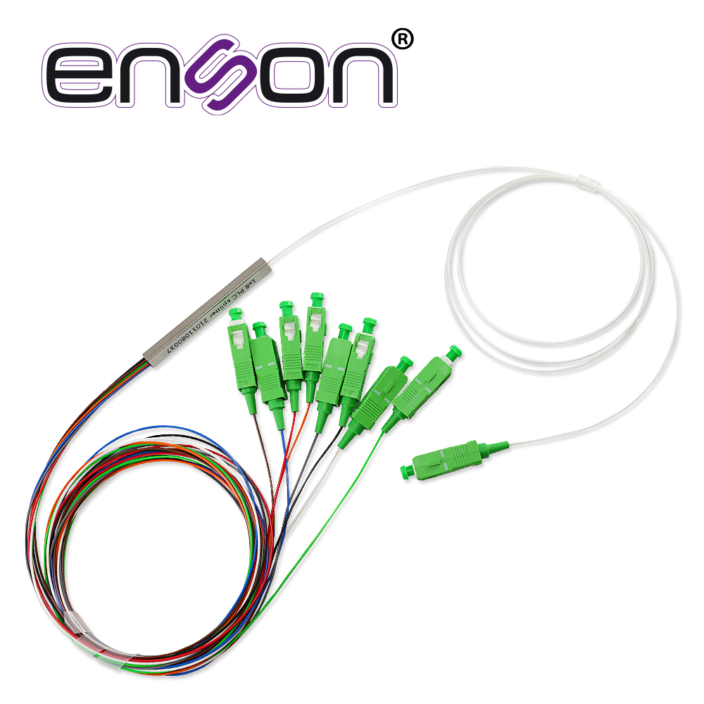 Splitter Plc (divisor Optico) Enson ENS-PLC1X8 con Conectores Sc Apc 1X8 Fibra Óptica