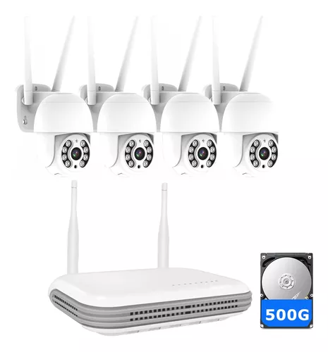 Kit Cámaras De Seguridad 4cámaras Wifi 4mp Nvr Y 500gb Disco