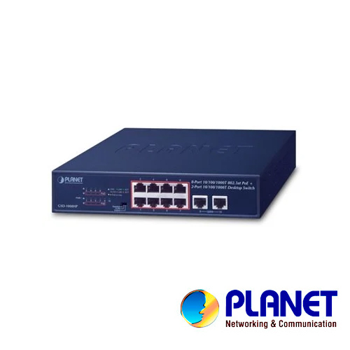 Switch Planet GSD-1008HP no Administrable 8 Puertos RJ45 Velocidad de Transmisión 10 100