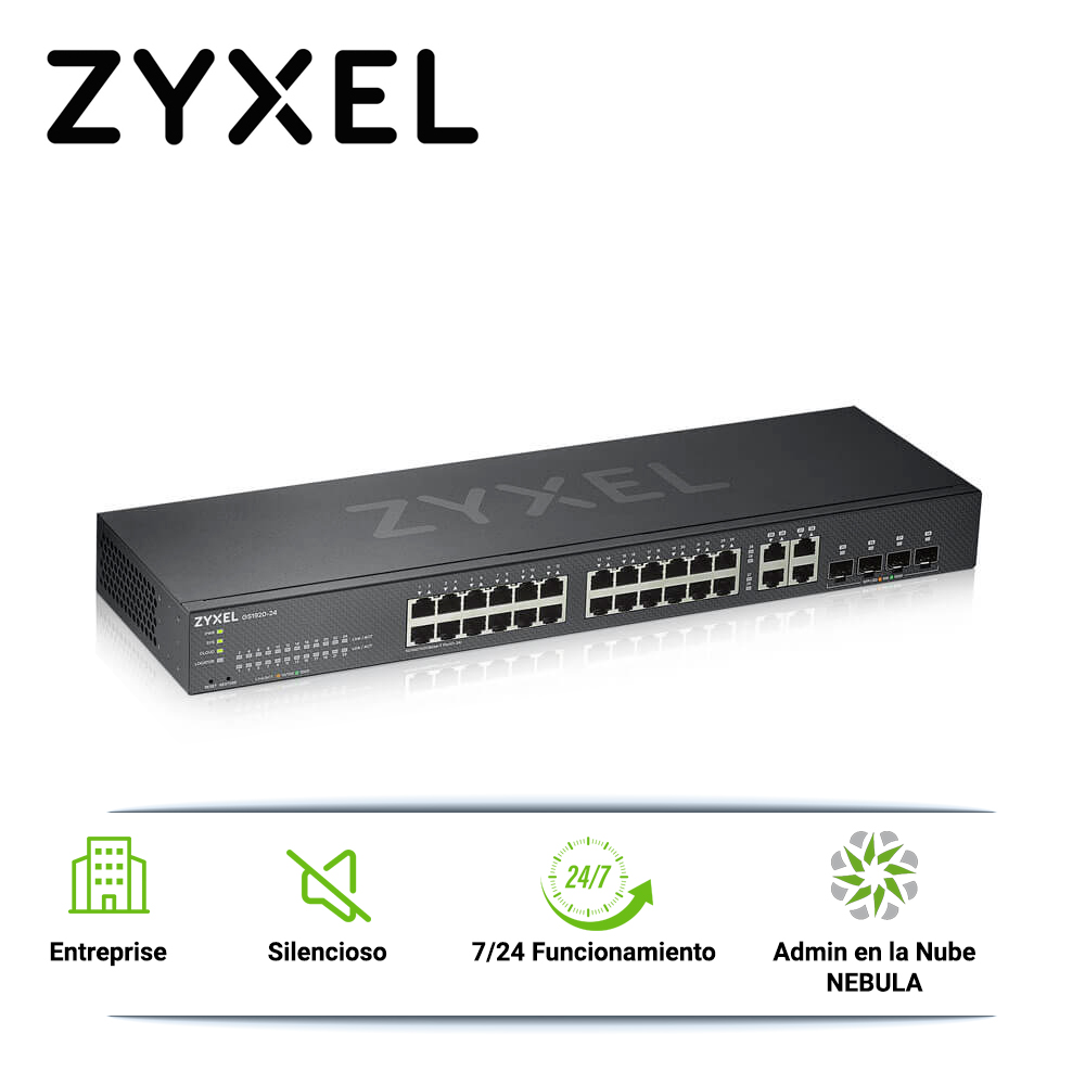 [TSN-SW244ZYX04] Switch Zyxel GS1920-24V2 24 Puertos RJ45 100 1000 Mbps + 4 Puertos Combo RJ45 SFP 1000