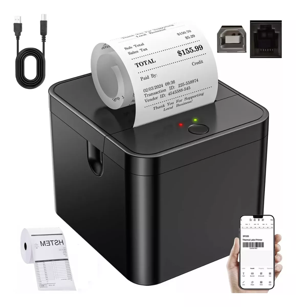Impresora Térmica Ticket Recibos 58mm SUZWIP Bluetooth+usb Con 5 Rolls Pape