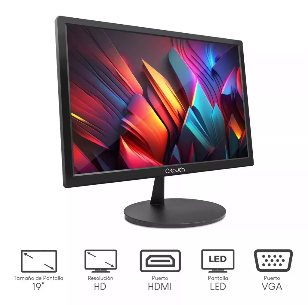 Monitor Q-Touch 19"pulgadas LED negro 127V QT-1900