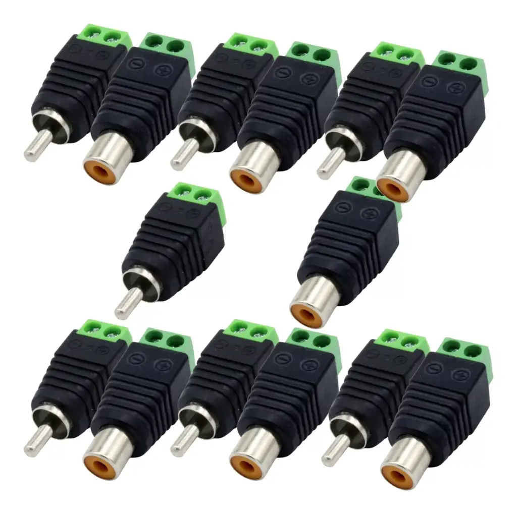 Conectores Rca Para Audio Cctv Dvr Camara Macho Y Hembra