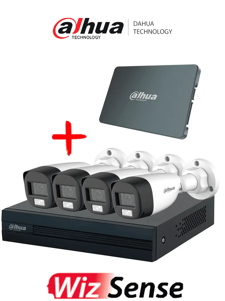 Kit DAHUA XVR 4 canales — iluminación dual + SSD 512GB