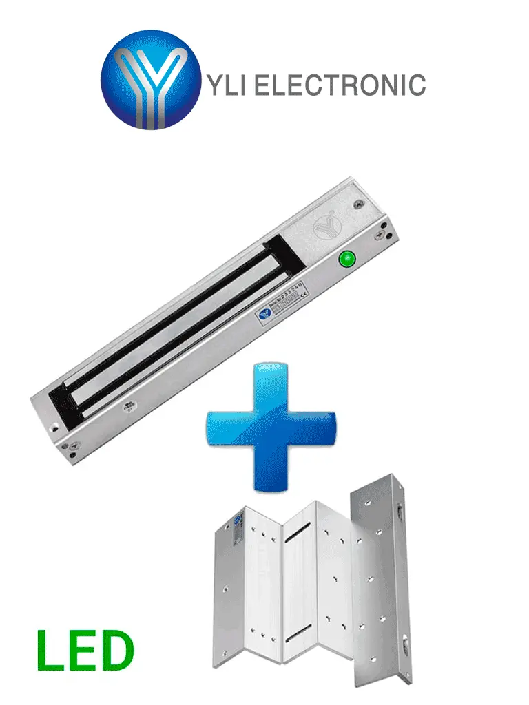 [YM-280NLED + MBK-280NZL] YLI YM280NLEDPAK - Paquete de Cerradura Magnética YM280N con Led y Soporte