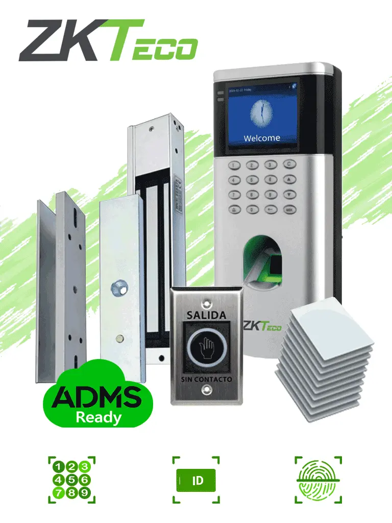 ZKTECO LF10KIT - Control de Acceso para una Puerta / 1500 Usuarios / Incluye Electro-Imán / Botón de Salida 