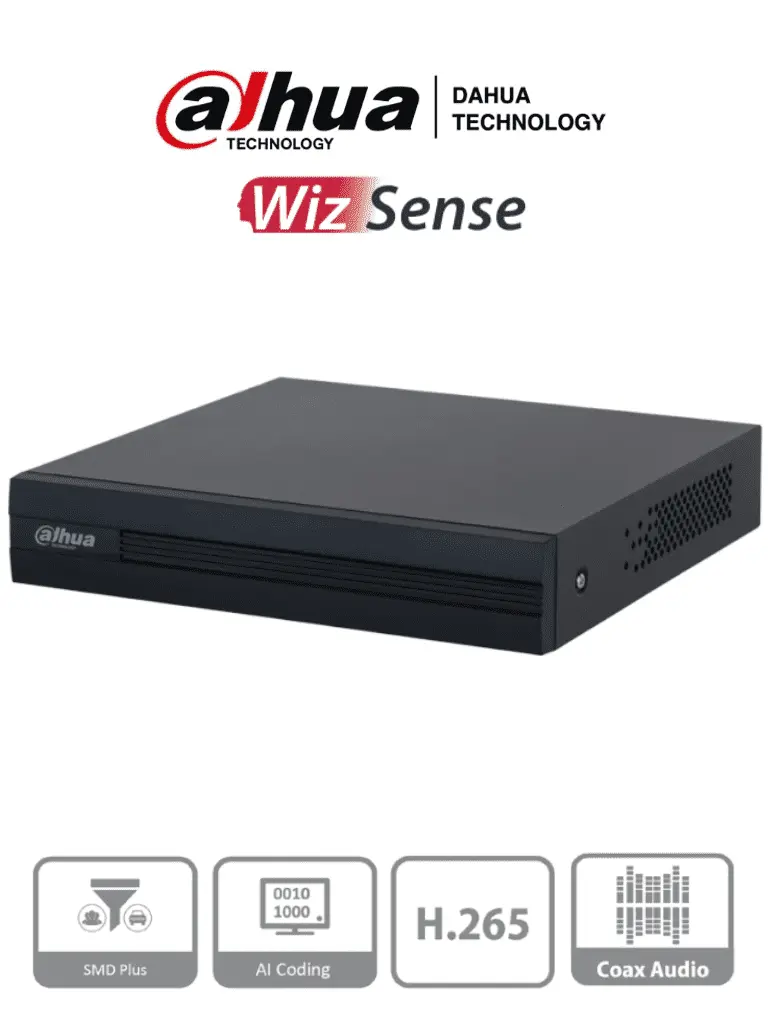 DAHUA XVR1B04H-I - DVR de 4 canales 5MP Lite con WizSense y H.265+. Soporta 4 canales