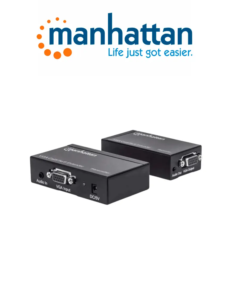 MANHATTAN 177344 - Extensor VGA Cat5/ 5e/6 / Extiende las señales de audio y vídeo hasta 300 m ( Sobre Pedido)